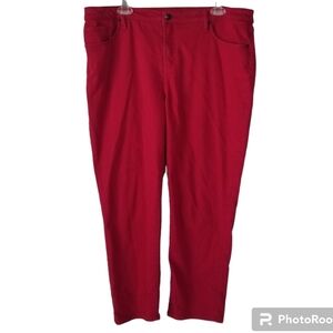 Chico's Red So Slimming Girlfriend Ankle Jeans Size 16R Stretch Festive